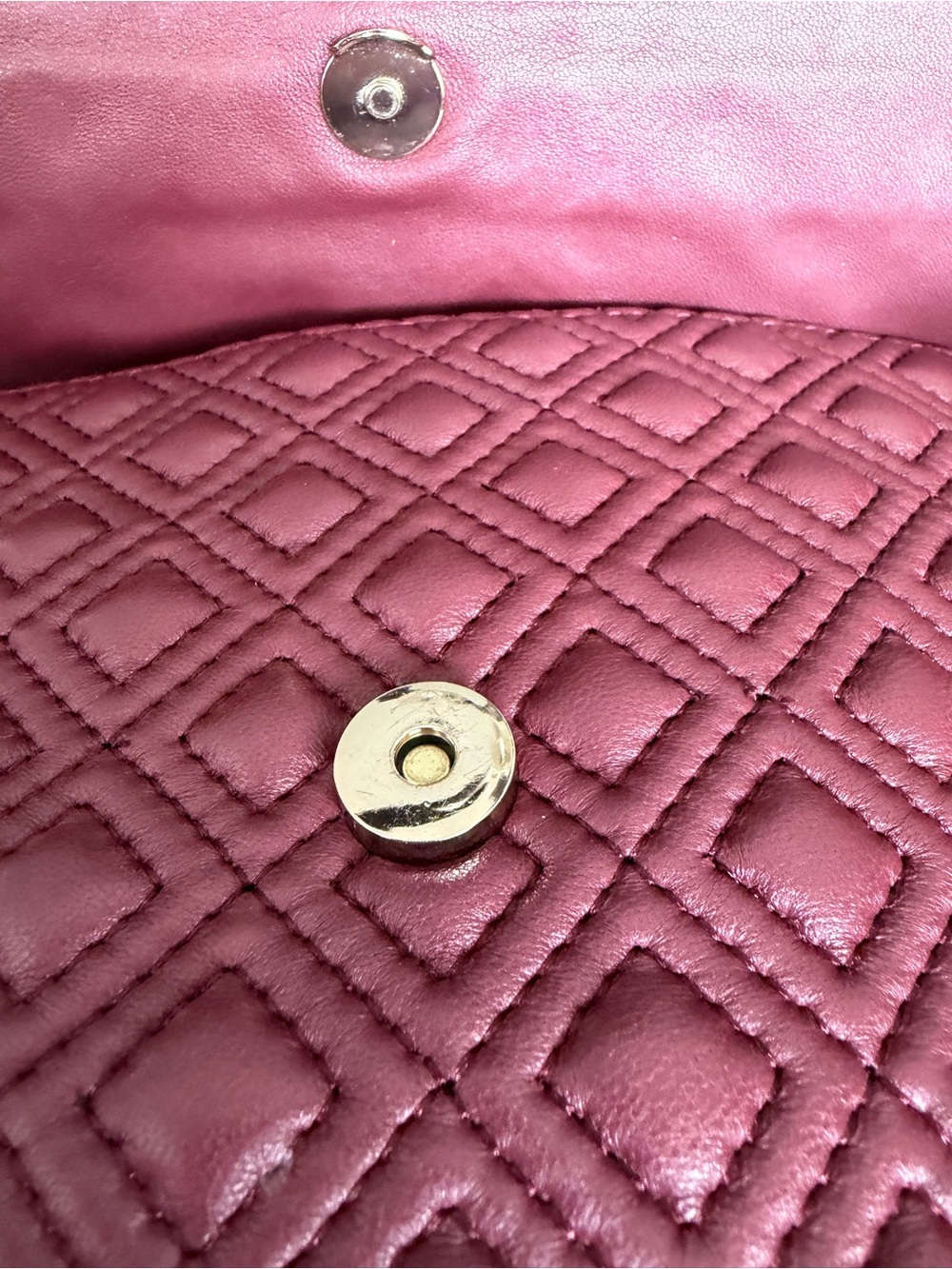 Tory Burch Marion Quilted Leather Flap Shoulder Bag Clutch Burgundy Plum - Picture 8 of 8